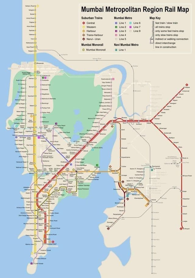 Mumbai - Bombay subway station map